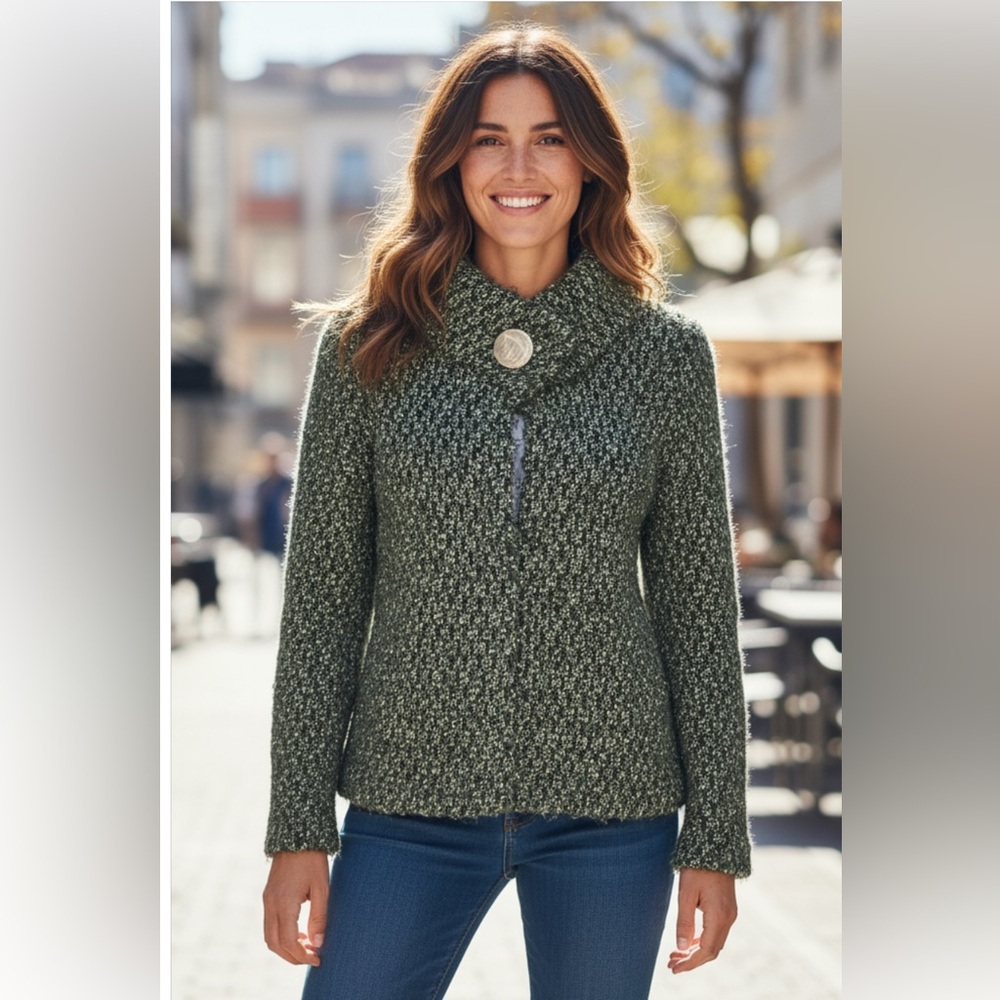 Tweeds Olive Wool Blend  Cowl Neck Sweater